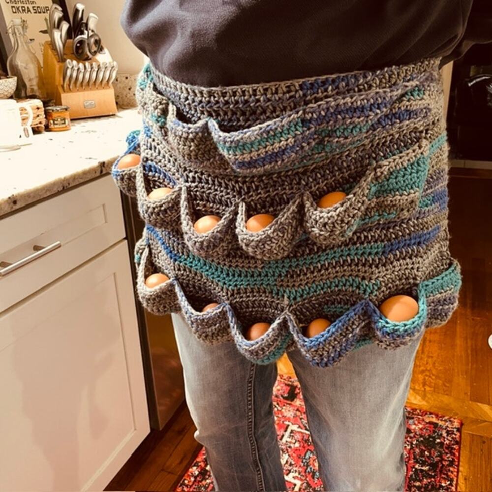 Handmade Crochet Egg Gathering Apron Farmhouse Chicken Coop Apron Cottagecore